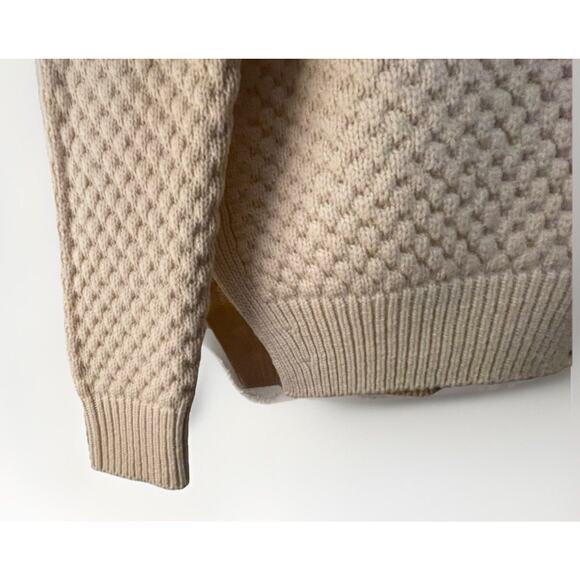 Womens Vince Cream Yak Wool Pull Crew Neck Over Knit Sweater Side Slit Sweater-S - Picture 5 of 7